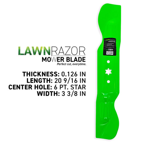 8TEN LawnRAZOR side view notched high-lift blade for improved cut