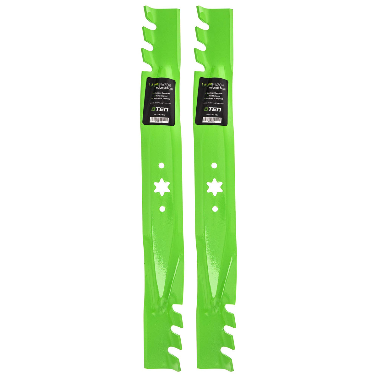 8TEN LawnRAZOR blade set unboxed for quick installation and clean mowing.