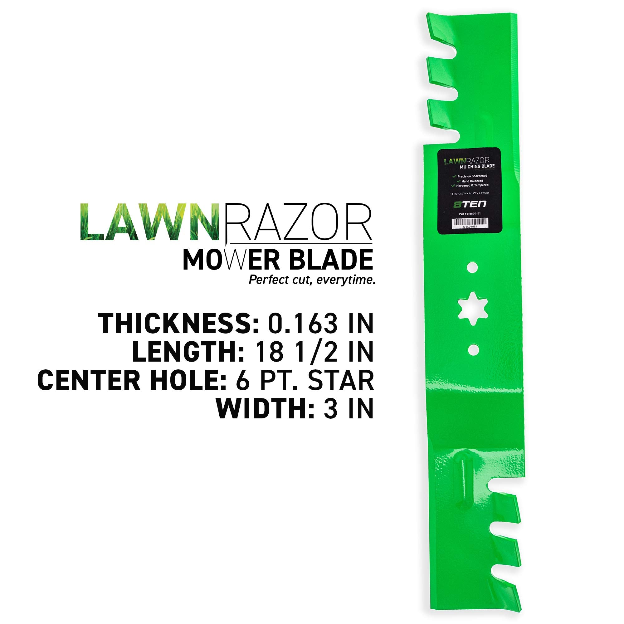 8TEN LawnRAZOR blade with six-point star hole for secure mounting