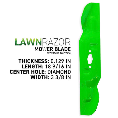 8TEN LawnRAZOR diamond hole pattern enhances balance and cut quality with S-pattern spindles.