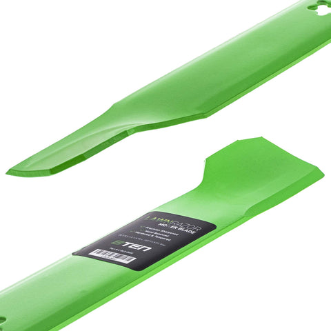 Notched high-lift detail on 8TEN LawnRAZOR blade enhances lift and cutting efficiency.