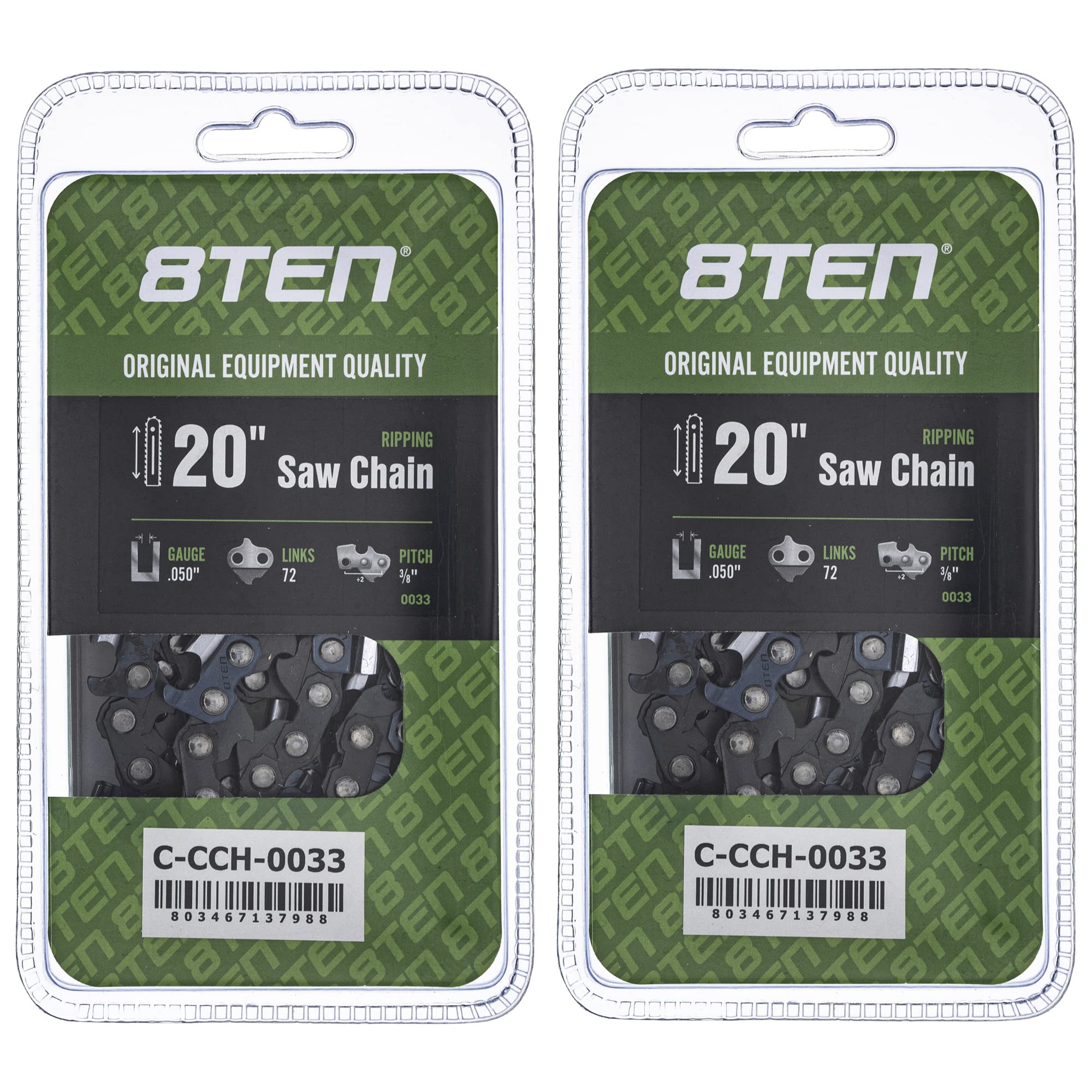 8TEN ripping chain 20 inch with 72 drive links improves cutting efficiency for heavy hardwoods