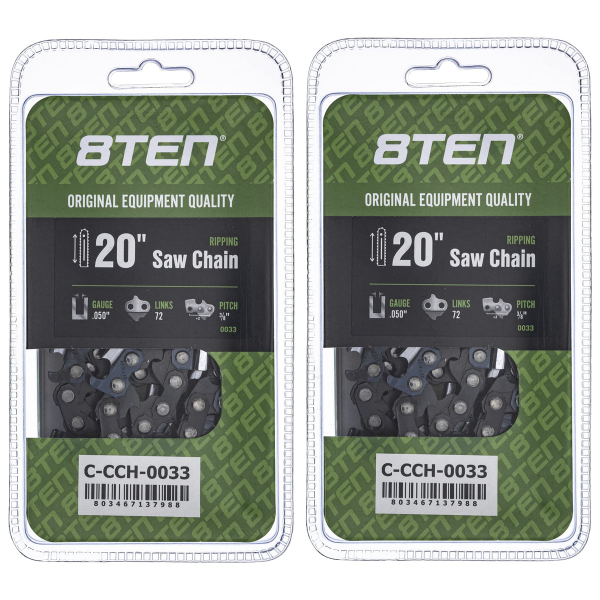 8TEN ripping chain 20 inch with 72 drive links improves cutting efficiency for heavy hardwoods