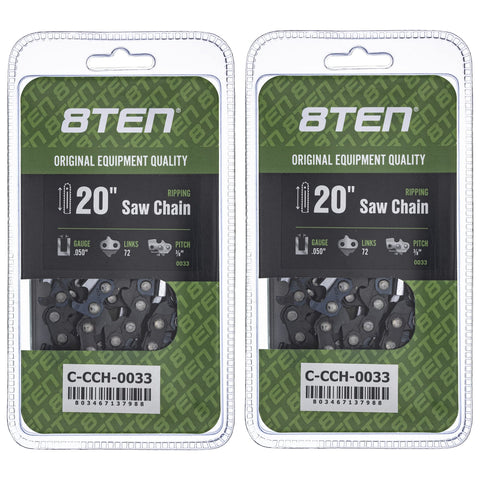 8TEN ripping chain 20 inch with 72 drive links improves cutting efficiency for heavy hardwoods