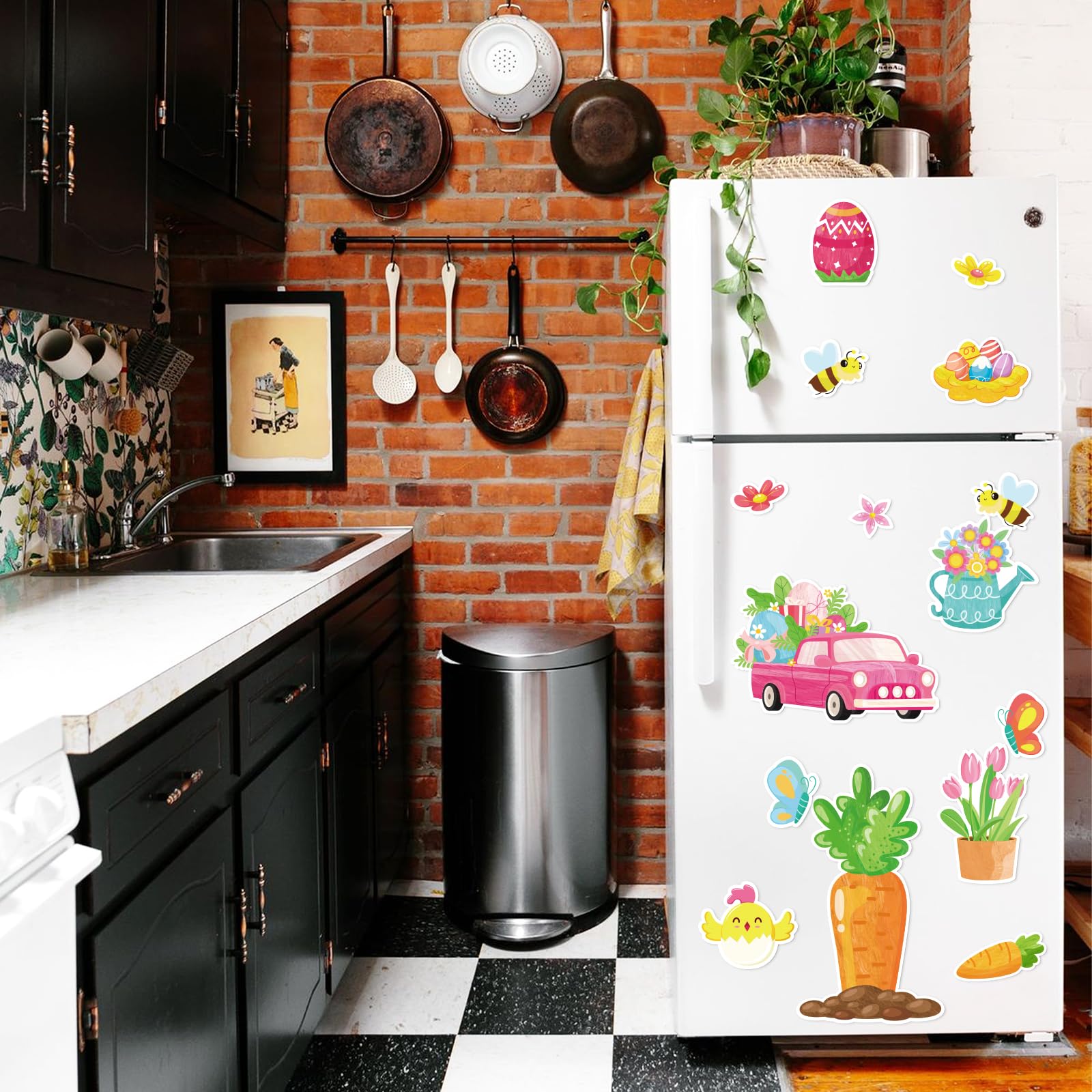 90shine Easter flowers and bunny magnets brighten fridge and doors with color