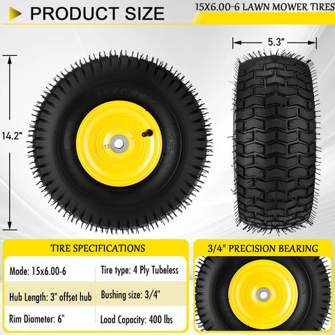 9th Shop 15x6.00-6 tread detail highlighting multi-trace grip.