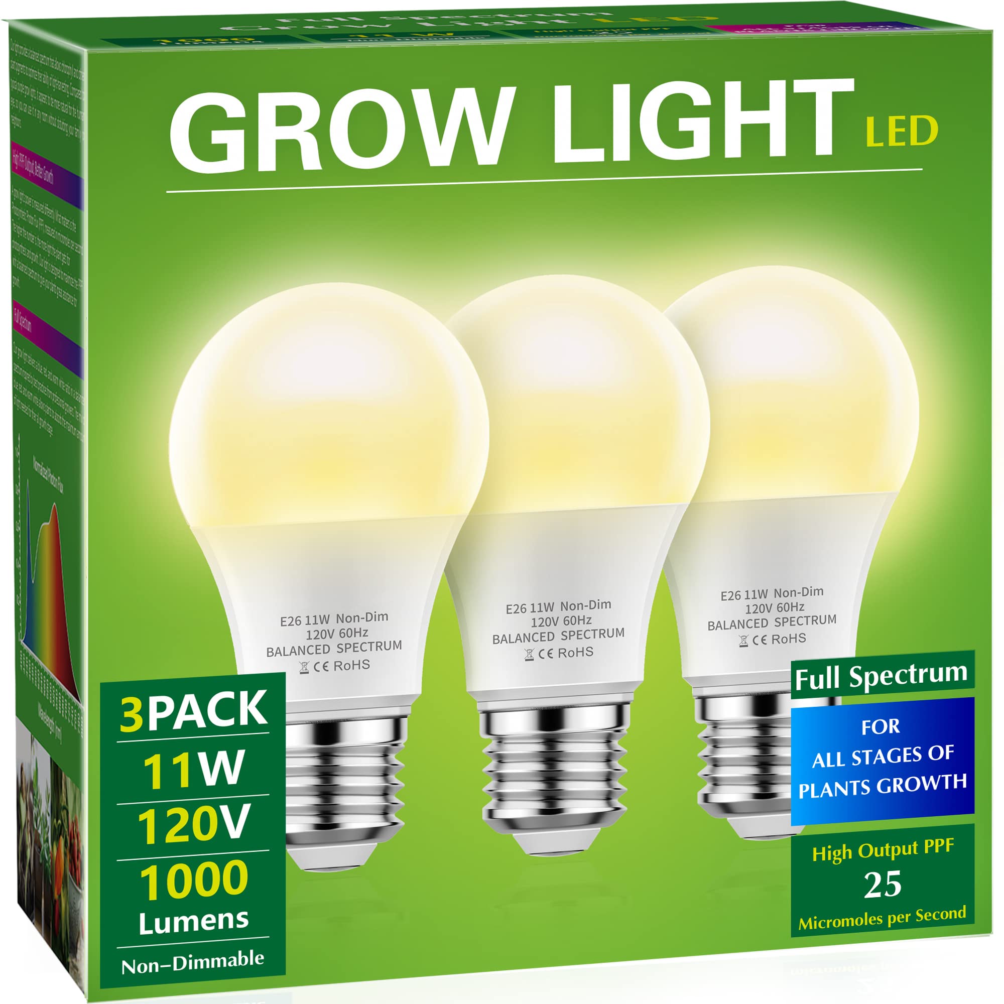 Briignite full spectrum 3-pack packshot for indoor plant growth