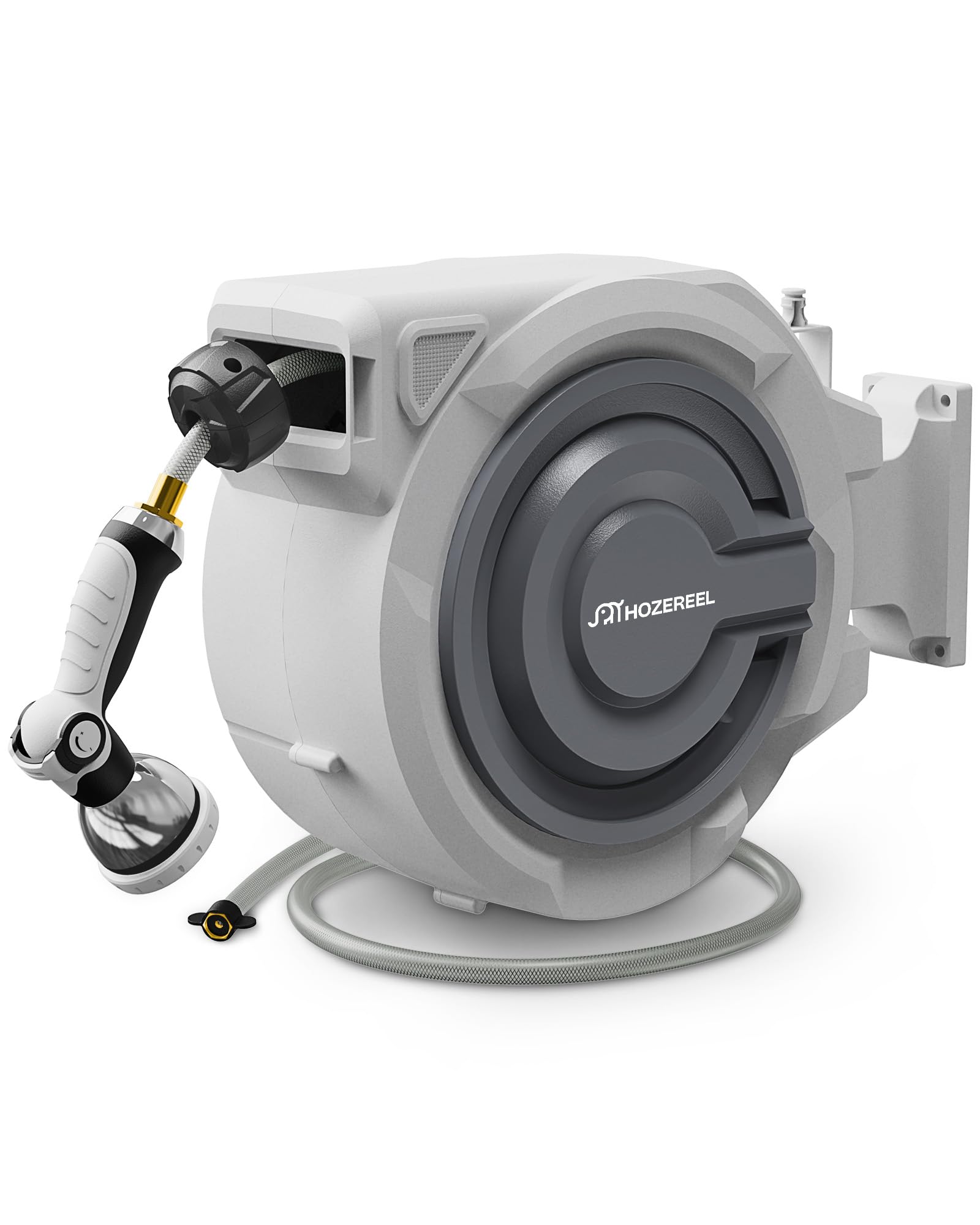 HOZEREEL 72ft retractable hose reel for easy garden watering and tidy storage.
