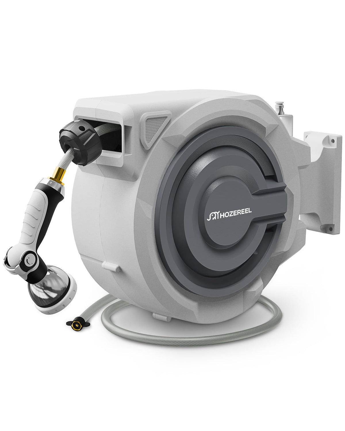 HOZEREEL 72ft retractable hose reel for easy garden watering and tidy storage.