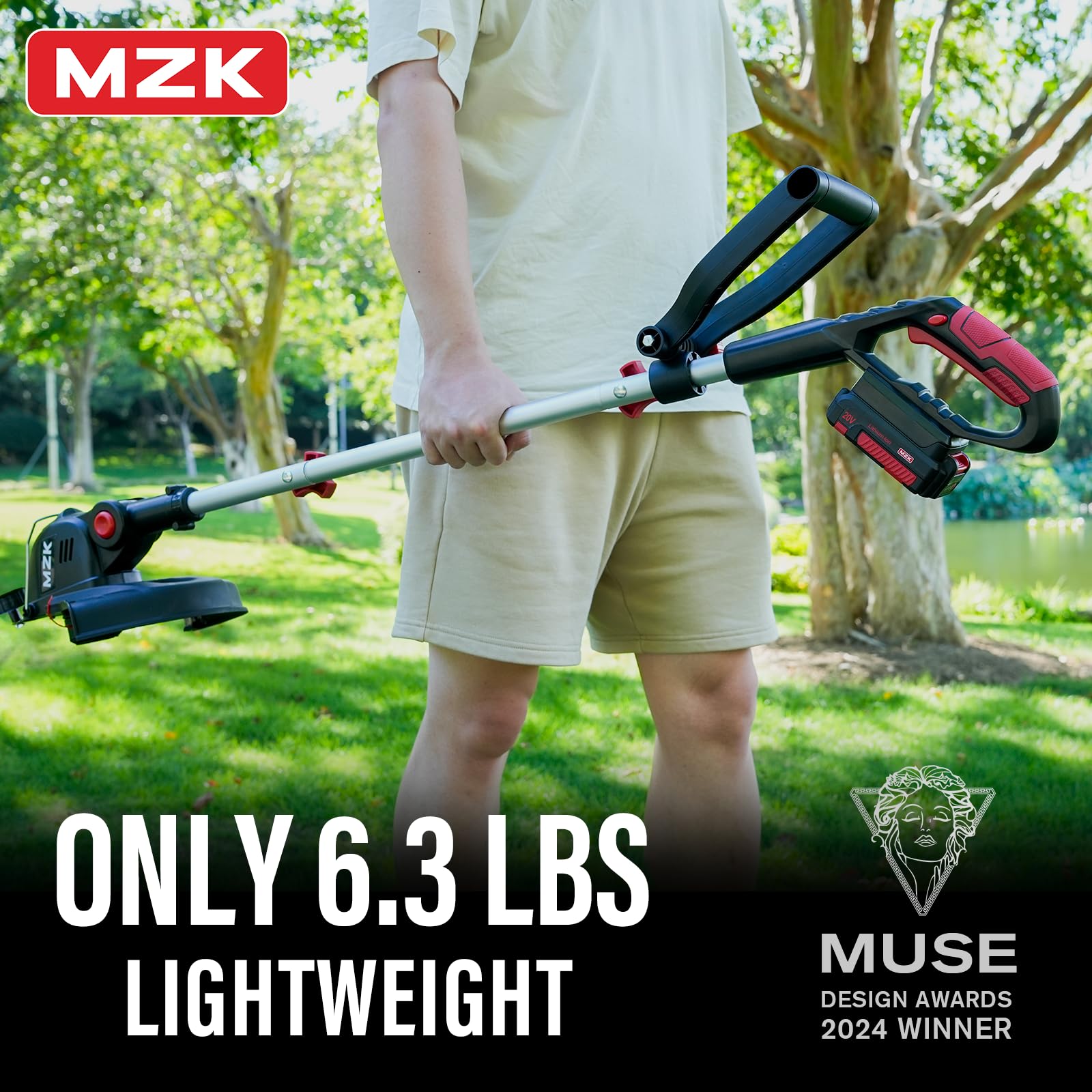 MZK ST12D07 4Ah battery pack for extended trimming sessions.
