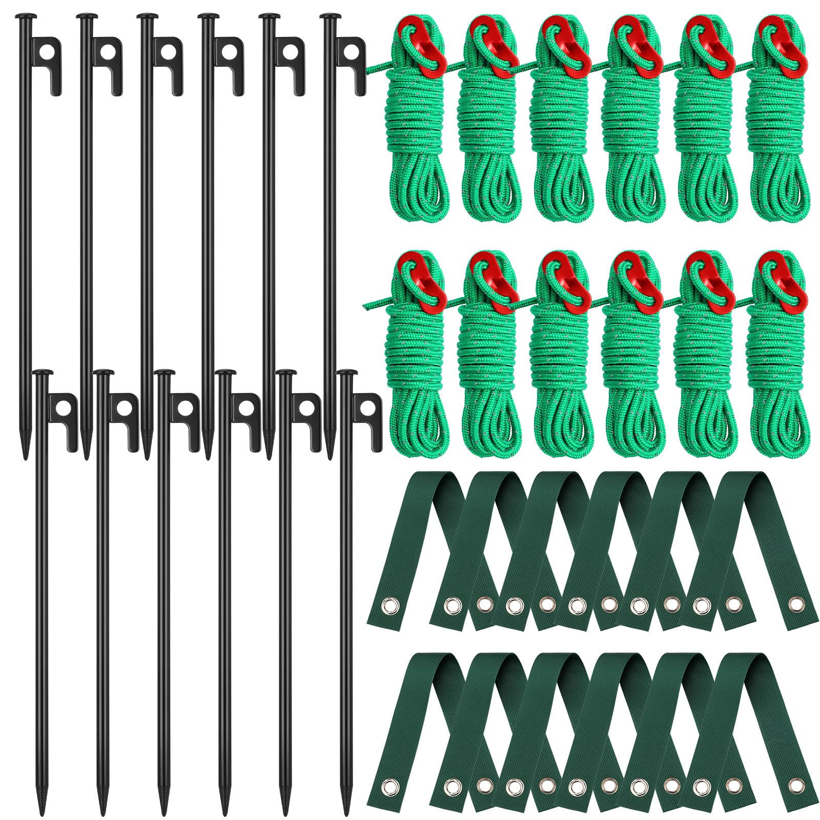 Sintuff tree stake kit main components: robust straps, stakes, and ropes for sturdy support
