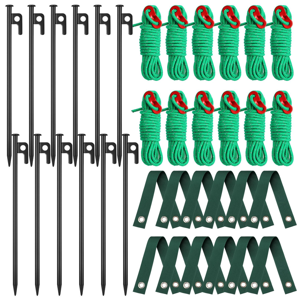 Sintuff tree stake kit main components: robust straps, stakes, and ropes for sturdy support