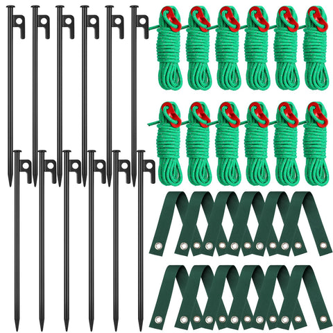Sintuff tree stake kit main components: robust straps, stakes, and ropes for sturdy support