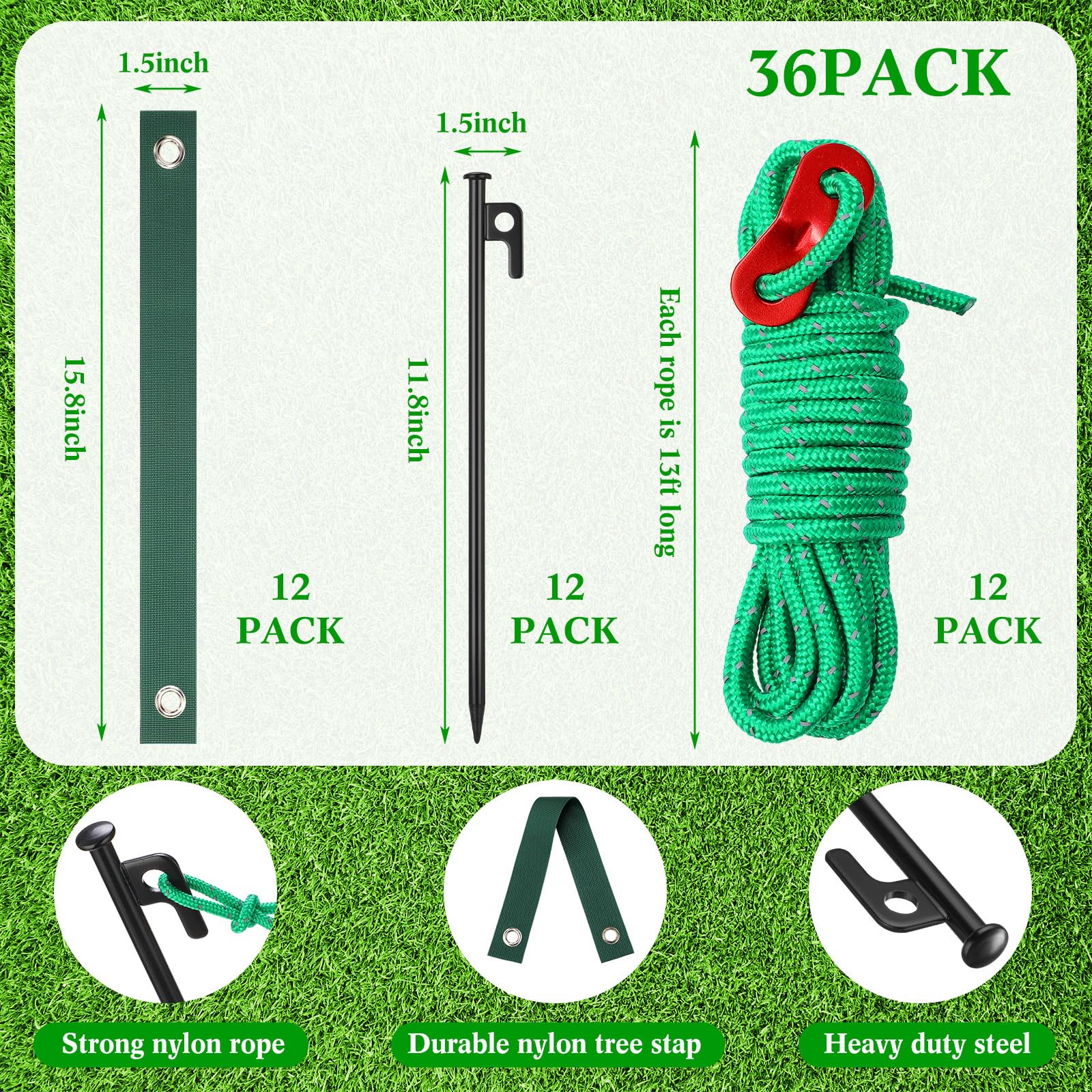 Sintuff rope and stakes ready for anchoring and upright growth in outdoor settings