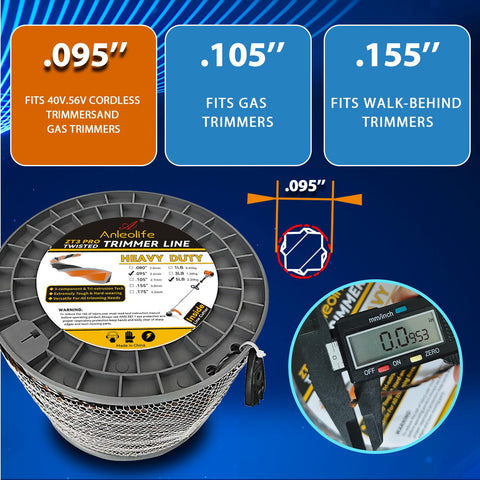A ANLEOLIFE 0.095-inch by 1870-foot line offers long-lasting cutting performance.