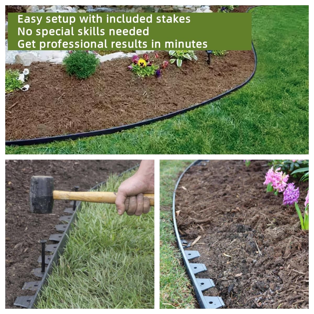 A ANLEOLIFE 2-inch tall border creates defined lawn edges with a subtle, low-profile look.