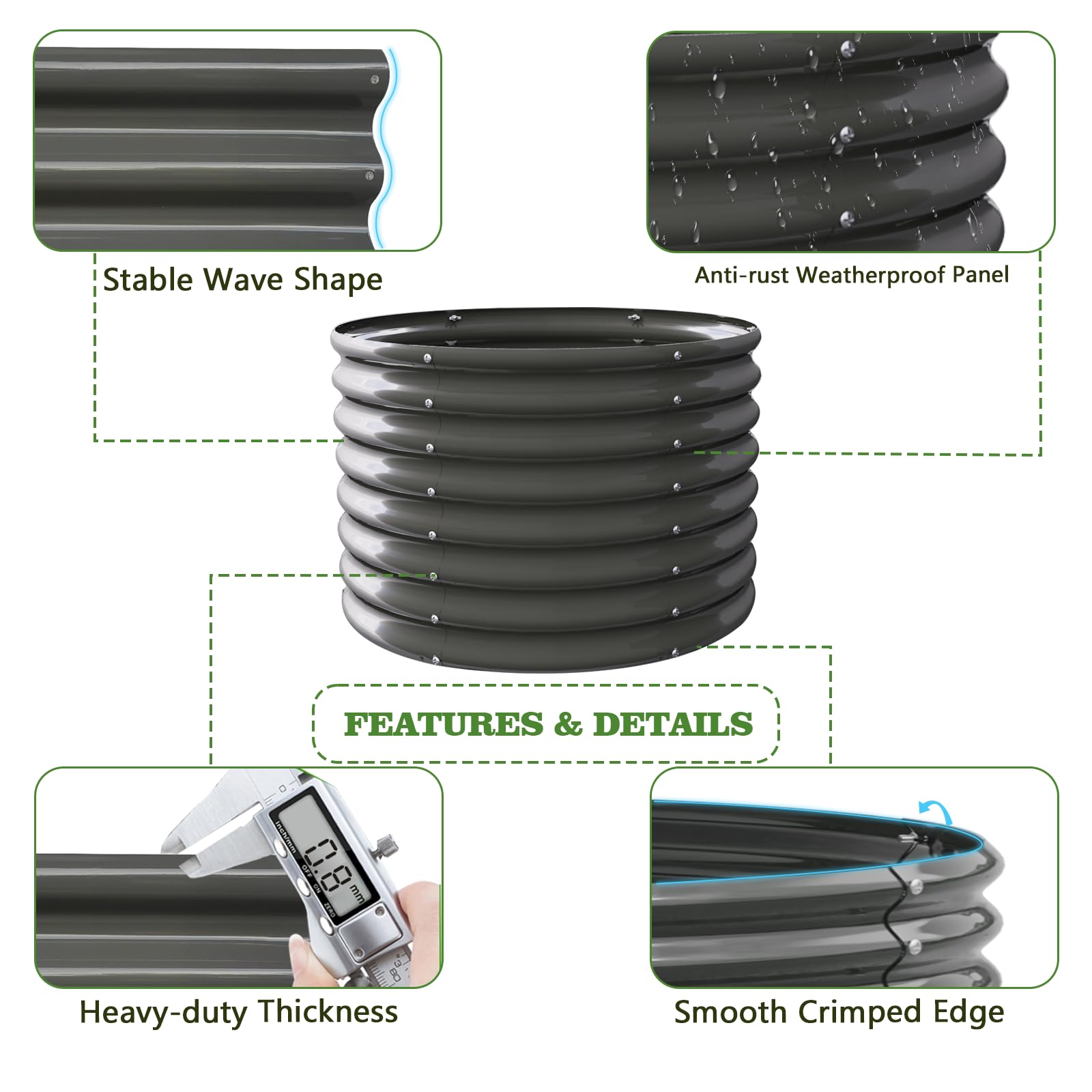 A ANLEOLIFE 22-gauge galvanized steel close-up with eco-friendly powder coating