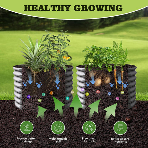 A ANLEOLIFE outdoor garden setting with two raised beds for herbs and flowers
