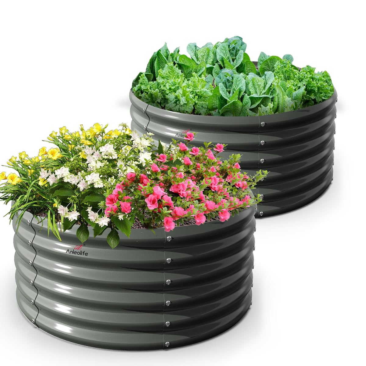 A ANLEOLIFE 2-pack raised bed assembly for easy terrace gardening with sturdy frames.
