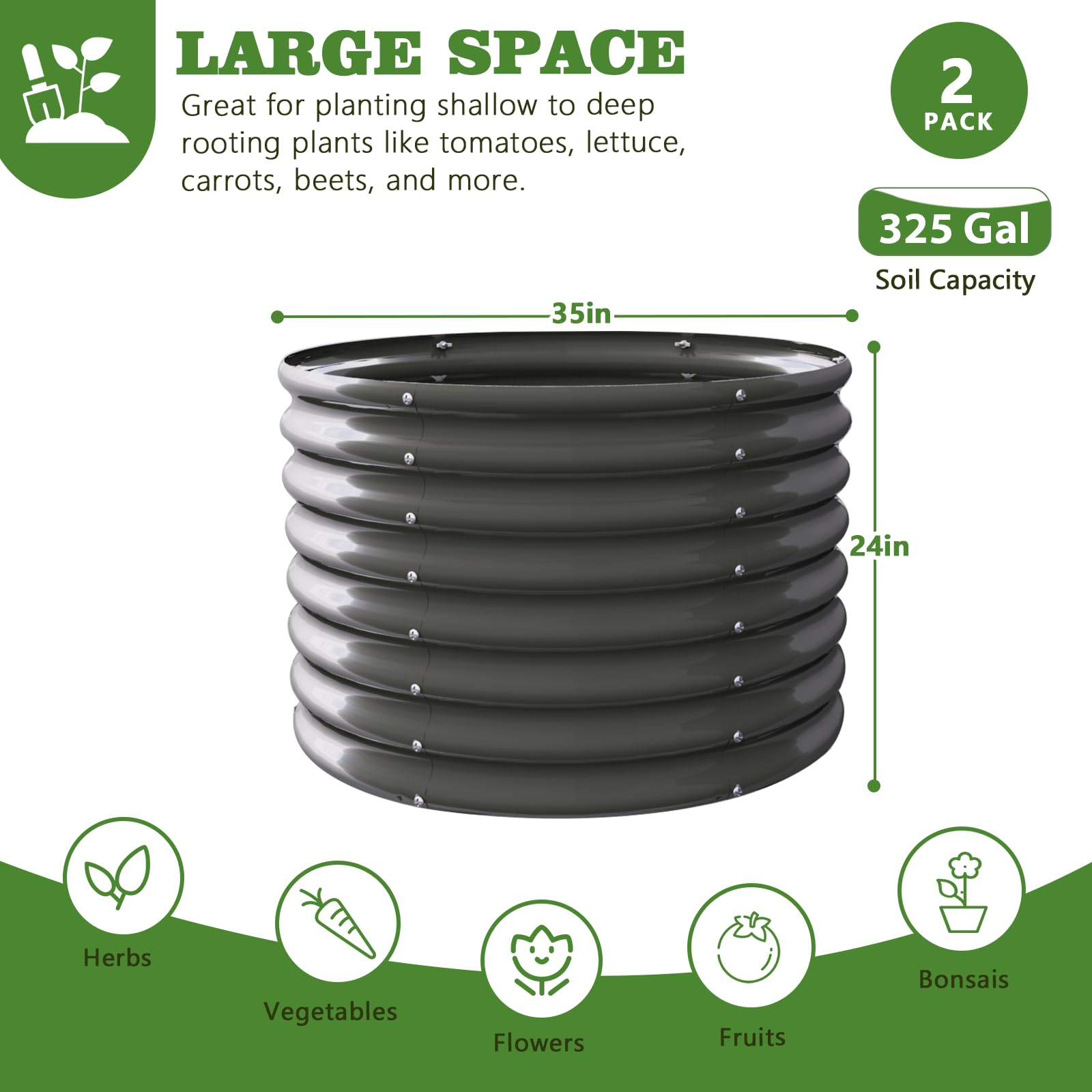 A ANLEOLIFE round galvanized planter box on patio for vegetables