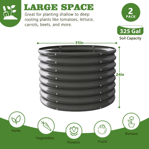 A ANLEOLIFE round galvanized planter box on patio for vegetables