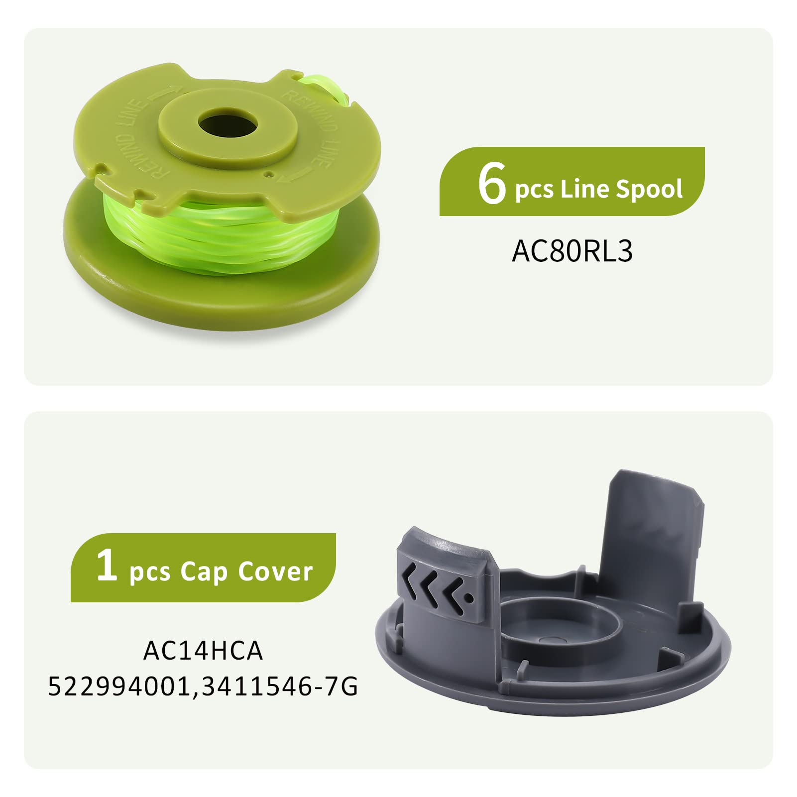 A ANLEOLIFE AC80RL3 spool compatible with Ryobi trimmers for easy replacement.