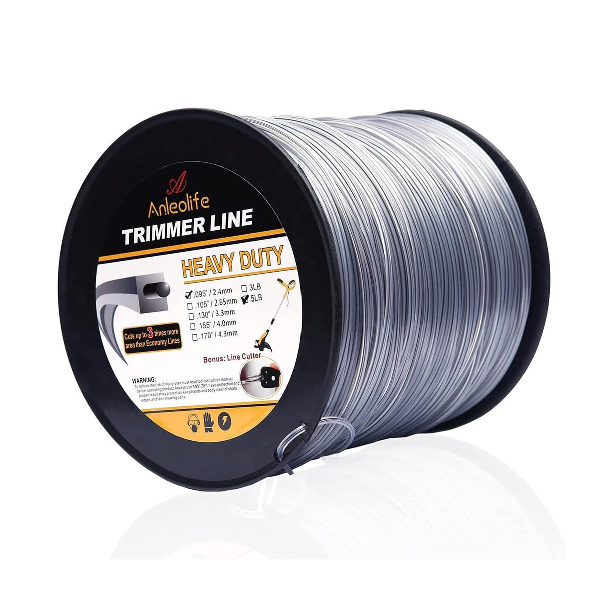 A ANLEOLIFE heavy-duty square trimmer line spool with durable dual-core construction for longer cuts.