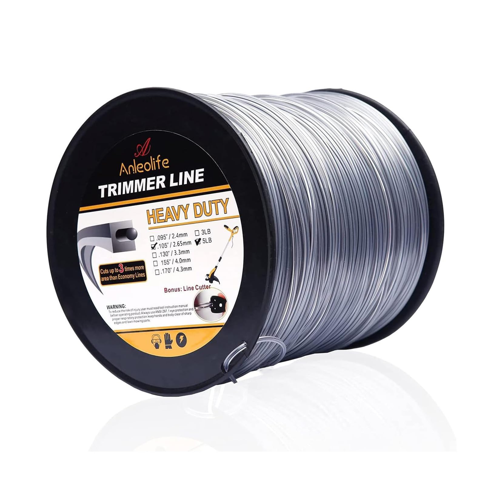 A ANLEOLIFE spool of square trimmer line for durable cutting in tough grass.