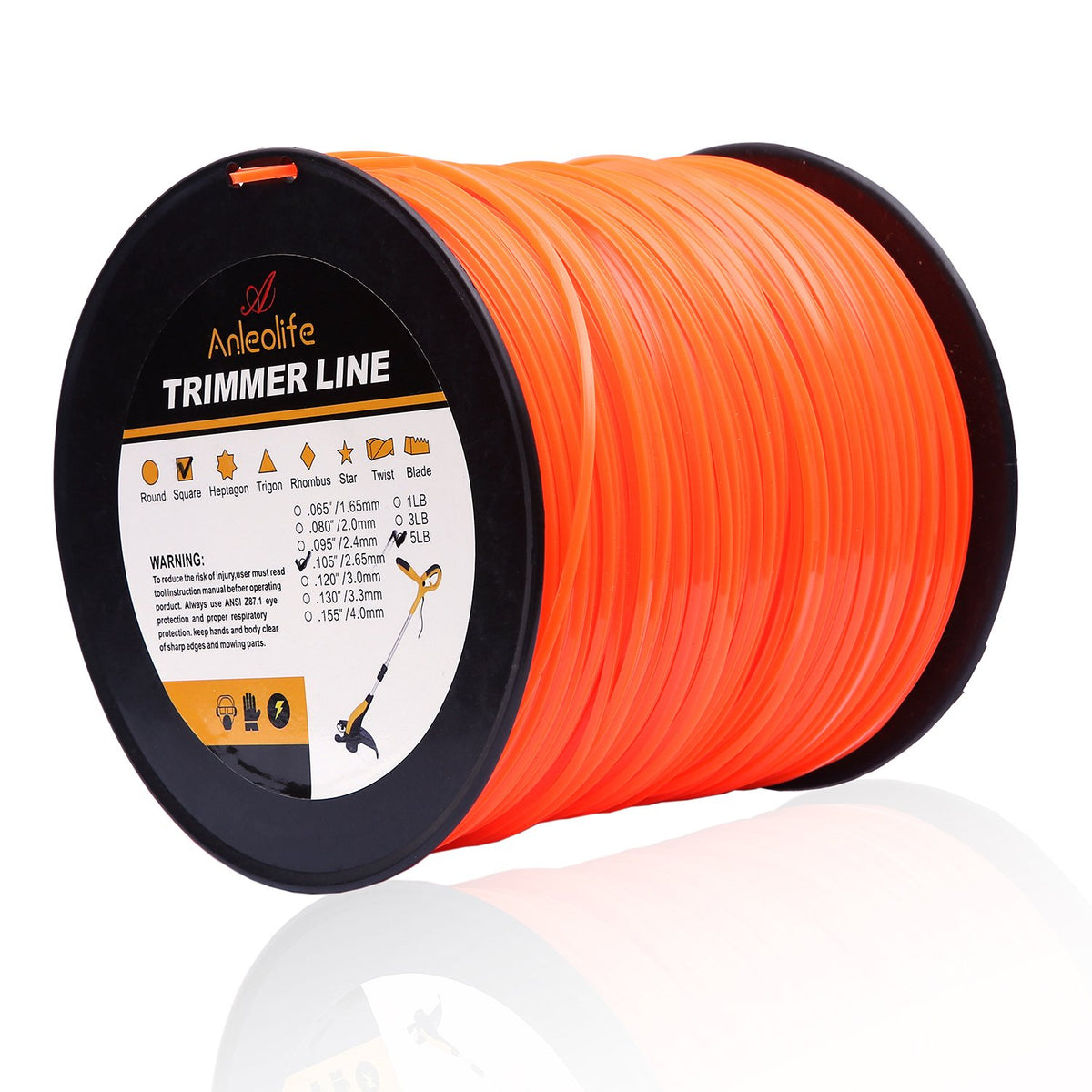 A ANLEOLIFE trimmer line spool in bright orange for quick yard edging.