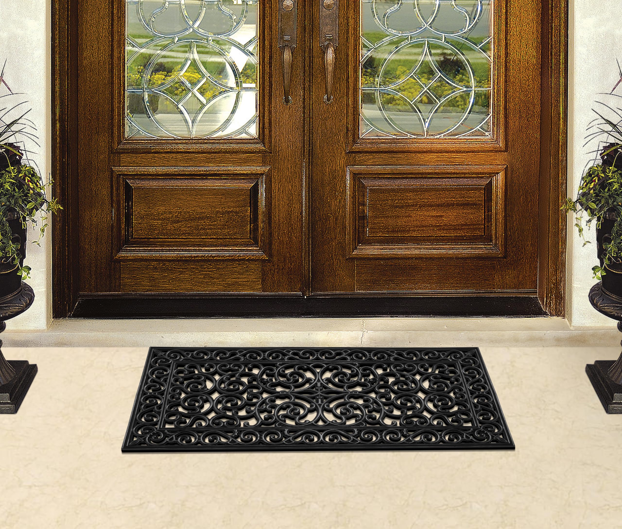 A1 Home Collections easy-clean doormat resists weather and cleans quickly.