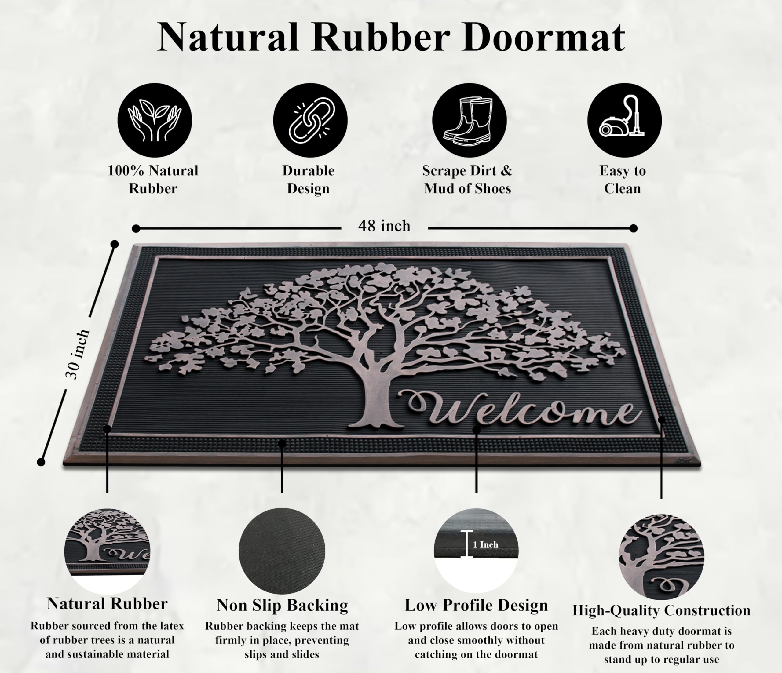 A1 Home Collections large 30x48 doormat provides broad coverage for busy entryways.