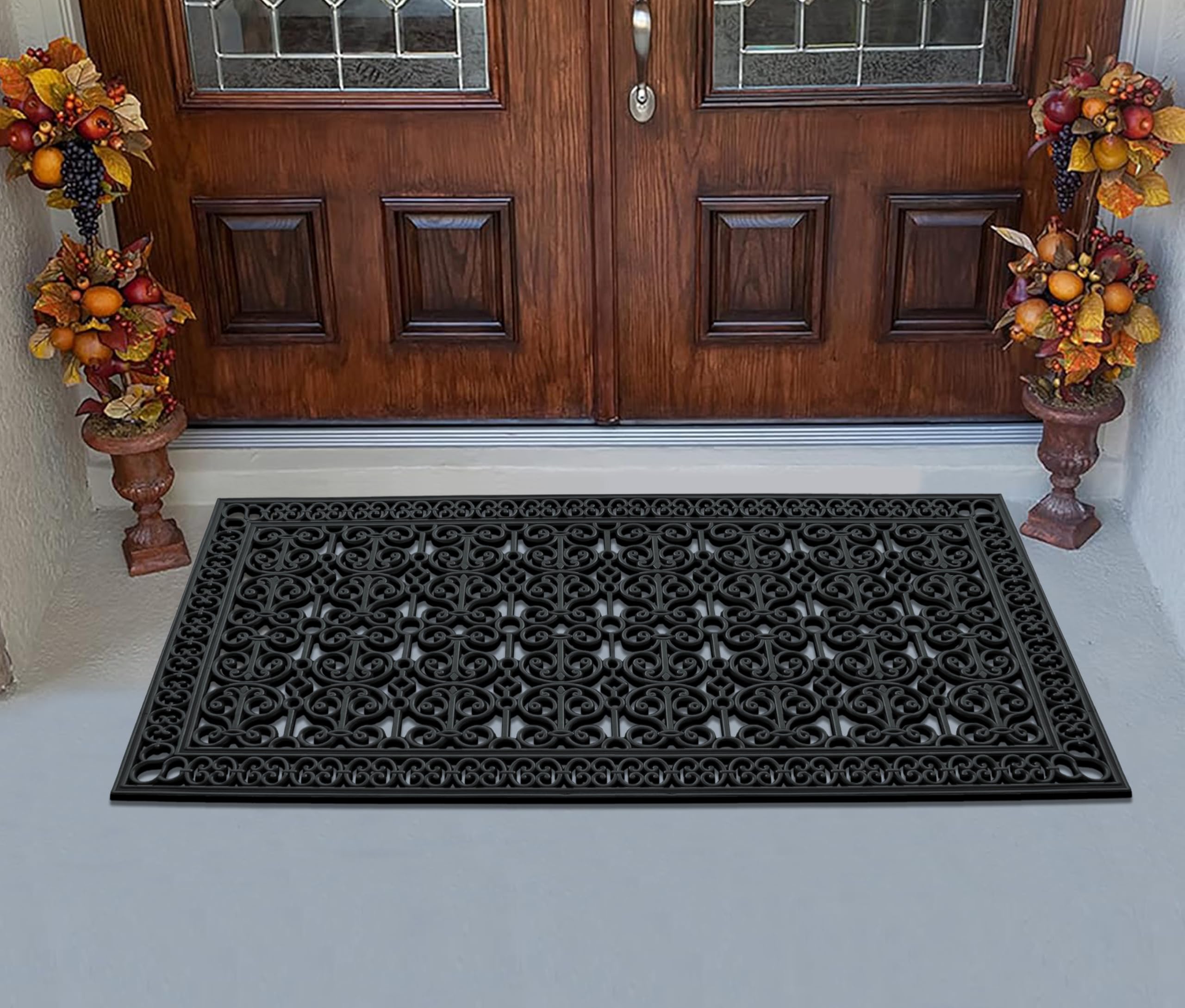 A1 Home Collections wide-front-door mat for double doors with a low profile