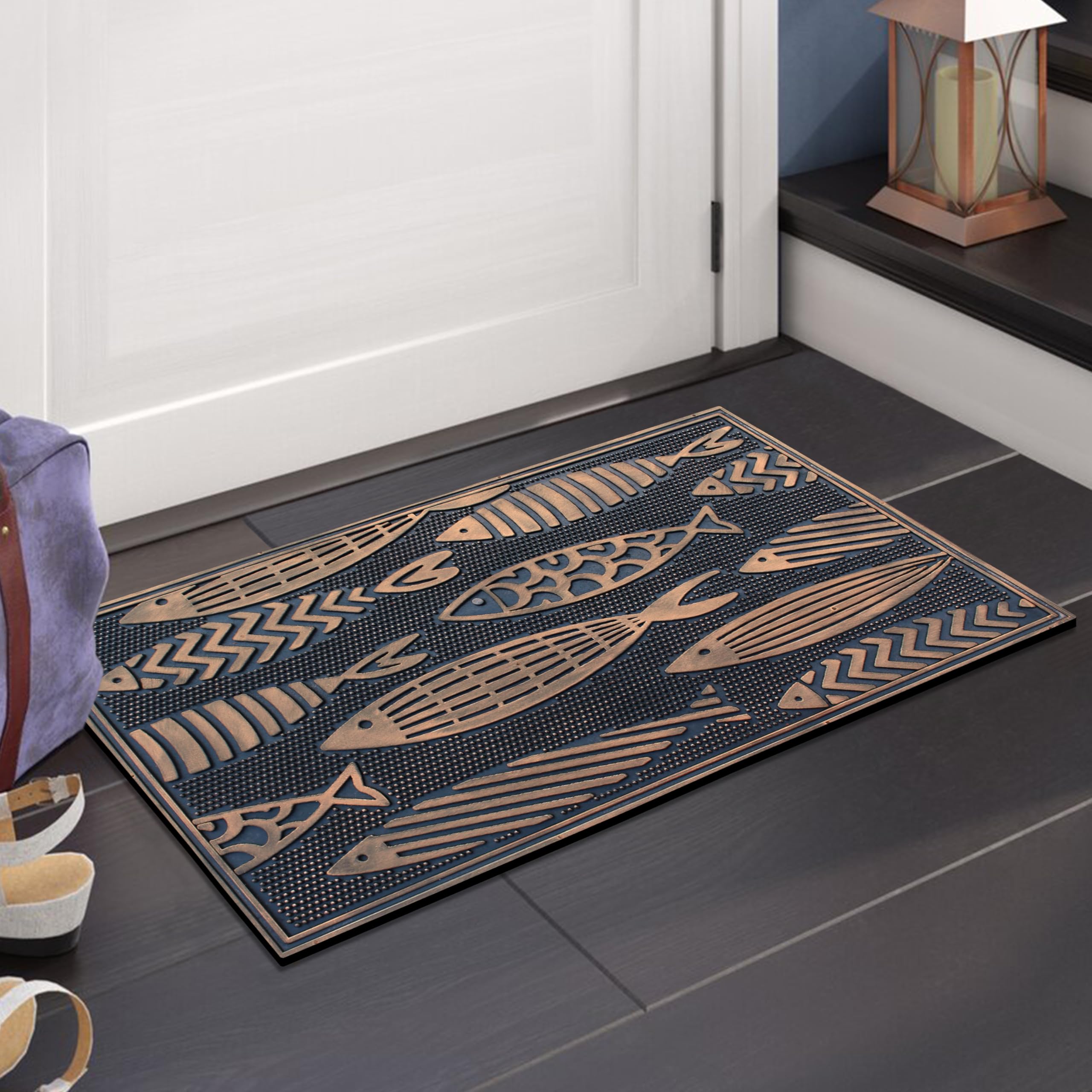 A1 HOME COLLECTIONS nautical-fish entrymat adds rustic charm to your front door