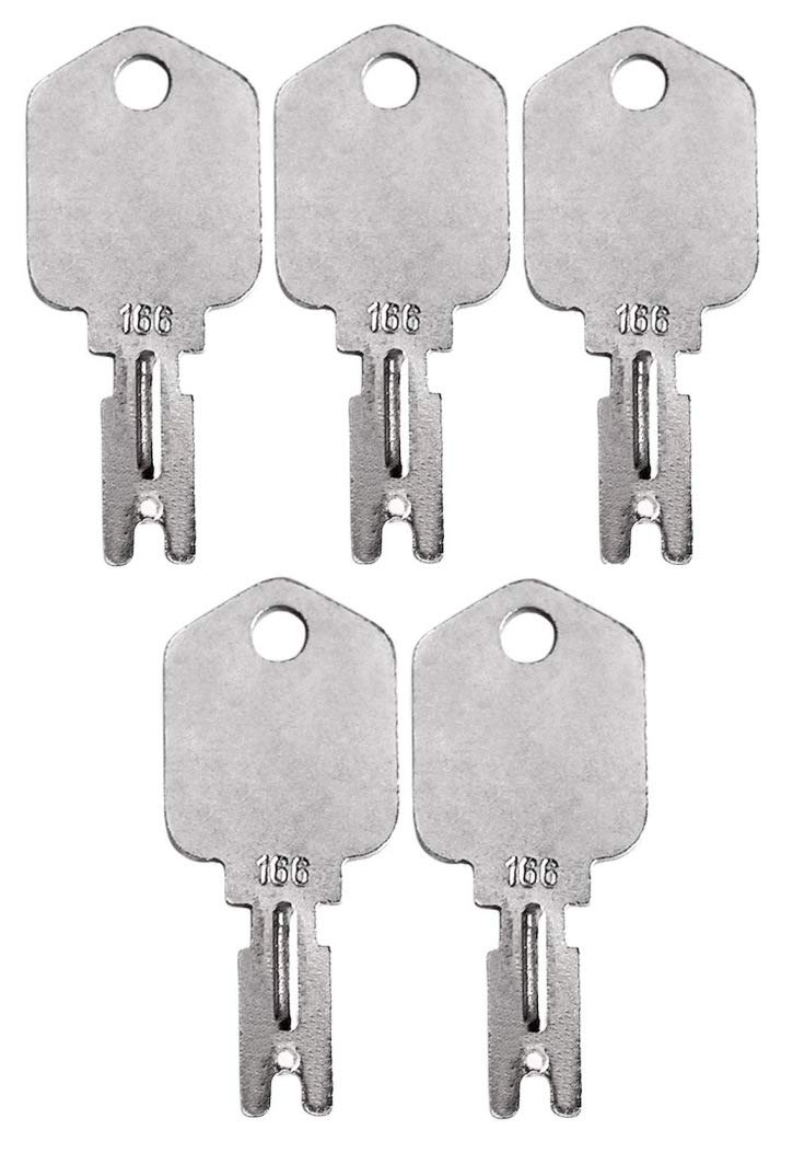 A.A five-pack forklift keys designed for Clark, Caterpillar, and Hyster machines, enabling quick ignition replacements.