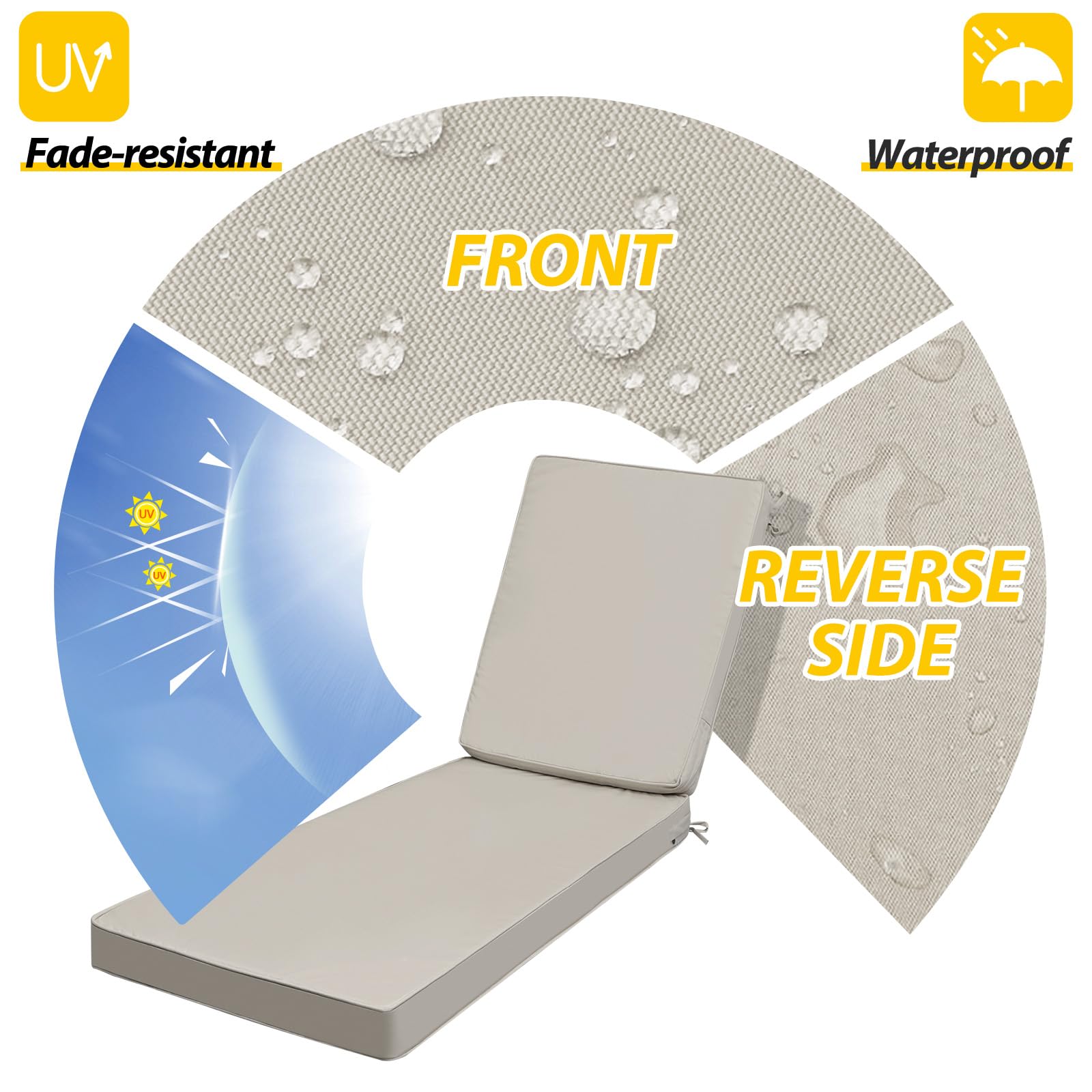 AAAAAcessories chaise cushion foam seat highlights soft support for all-day relaxation