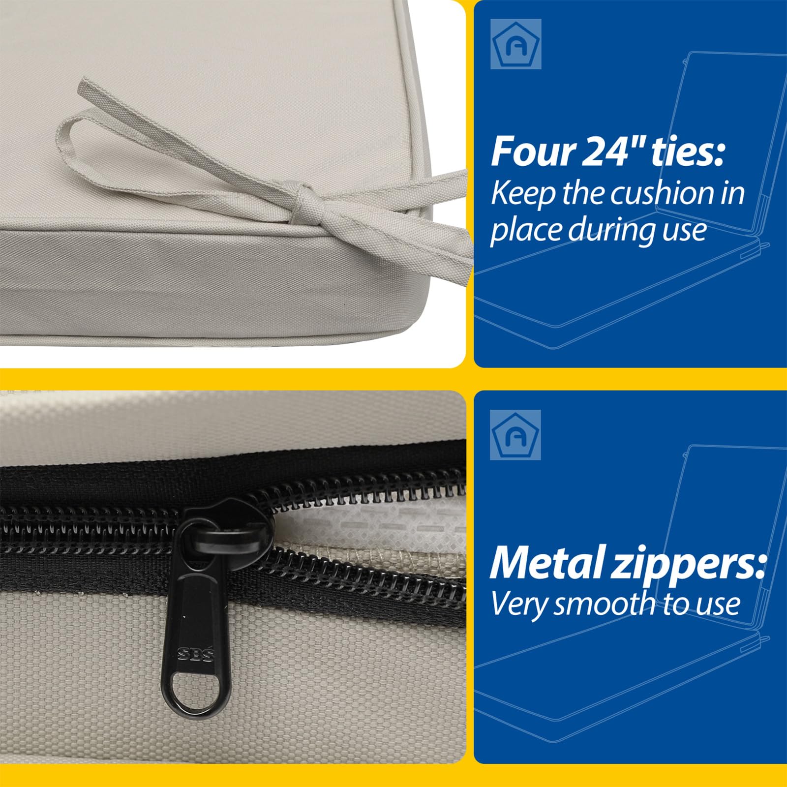 AAAAAcessories cushion with hidden zipper for easy cleaning and replacement