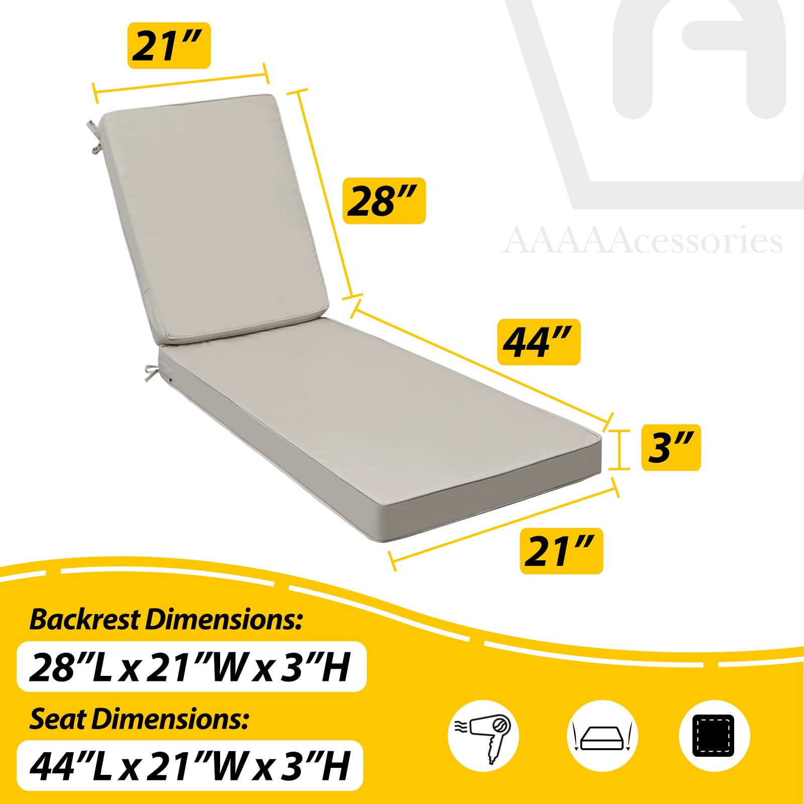 AAAAAcessories weatherproof cushion ideal for poolside, patio, and backyard use