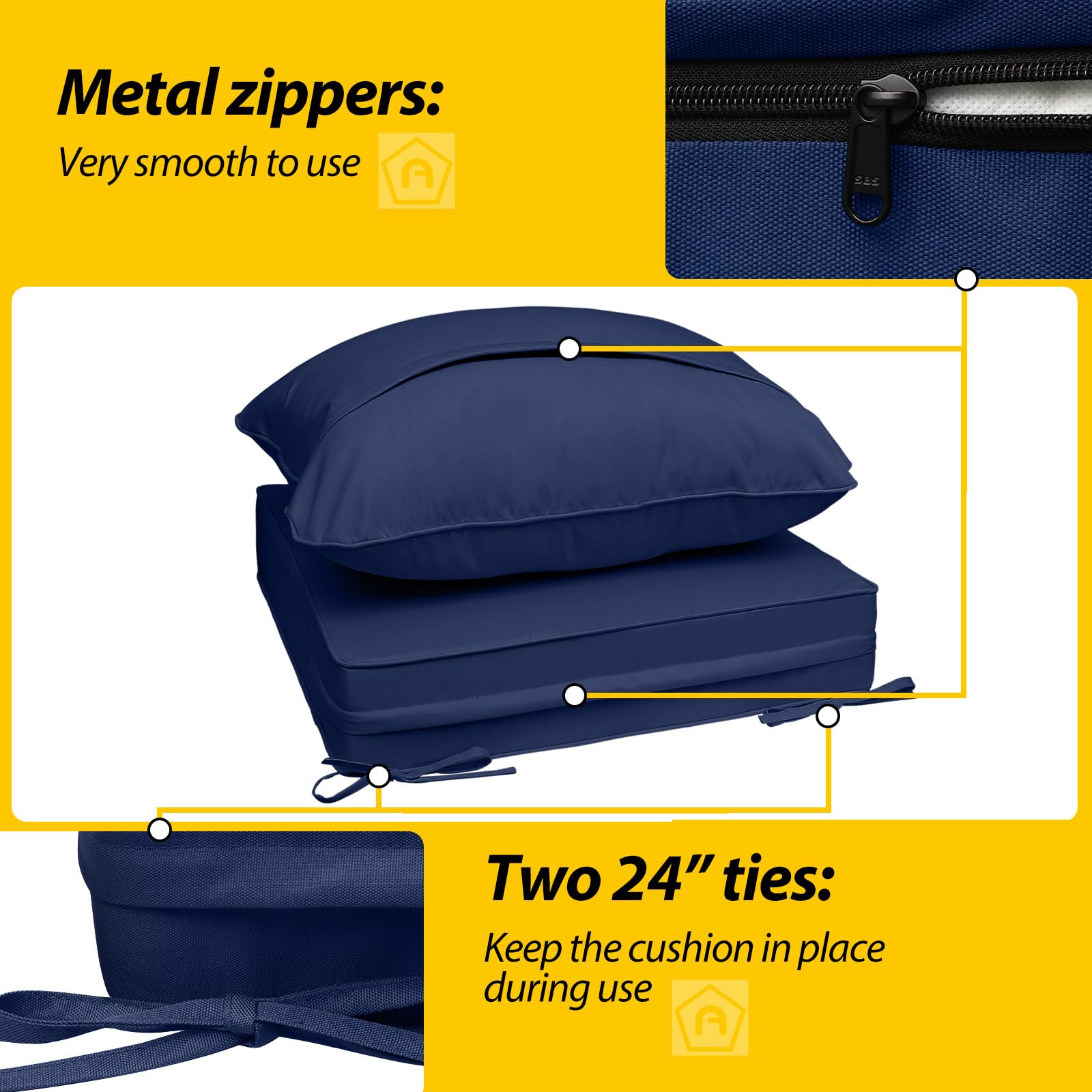 AAAAAcessories waterproof navy cushion cover withstands outdoor conditions
