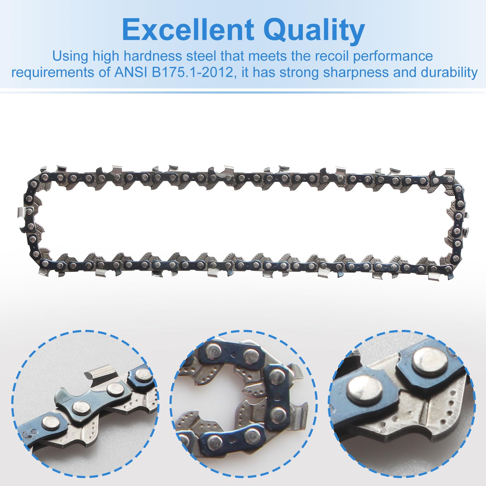 AAAQQ chain edge after grinding for sharp, efficient bites