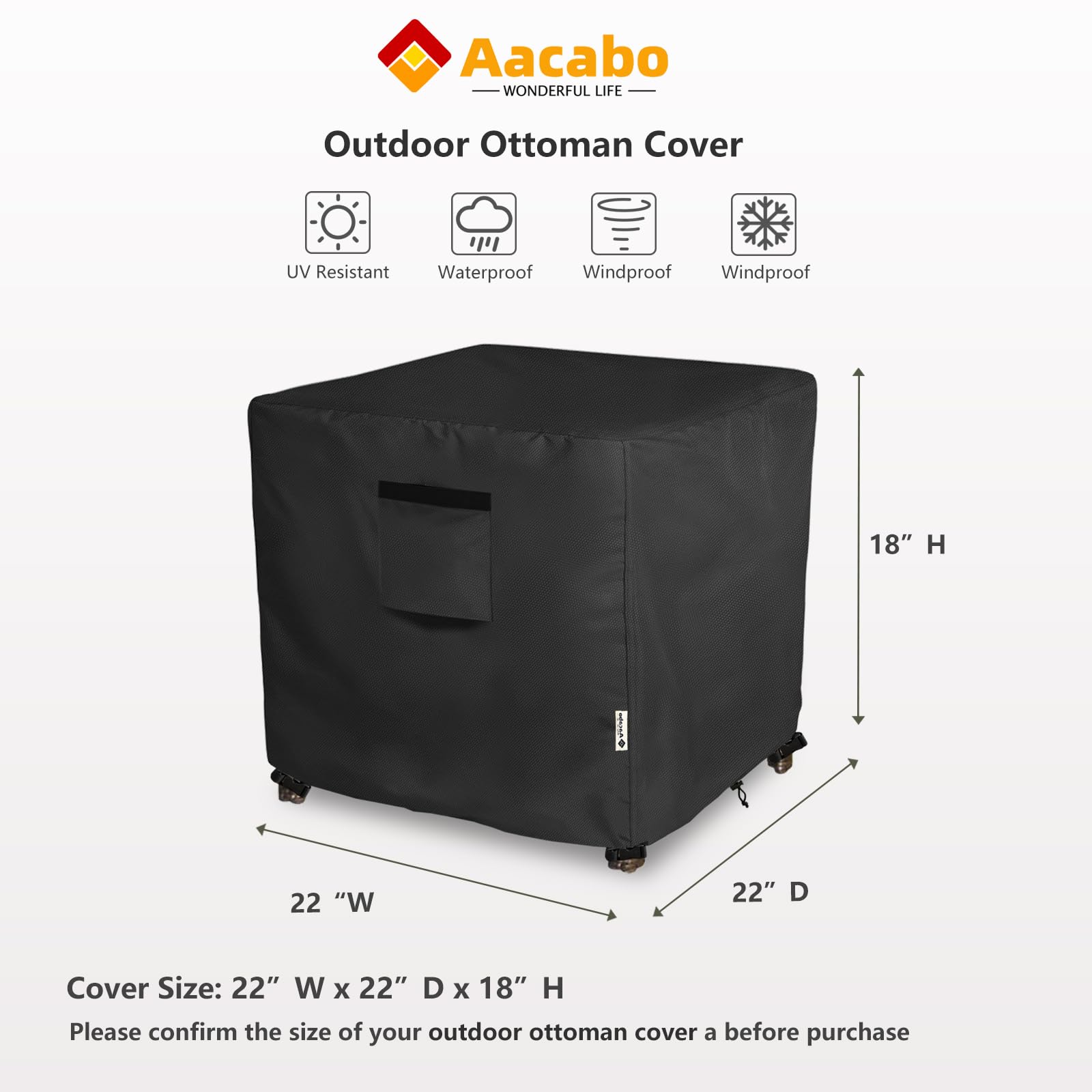 Aacabo waterproof Oxford fabric cover shields outdoor wicker tables from rain and moisture.