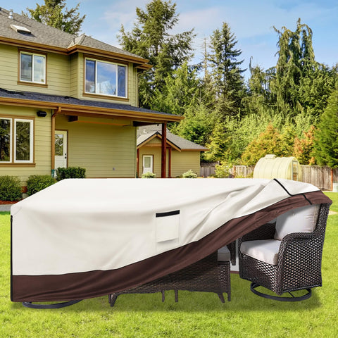 Aacabo wind straps secure the cover to furniture legs.