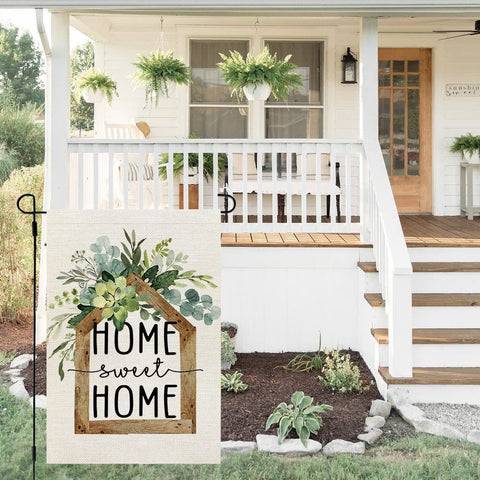 AACORS Eucalyptus Garden Flag double-sided print readable from both sides.