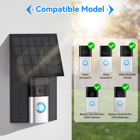 Aaeytby all-in-one doorbell mount and solar panel for easy setup.