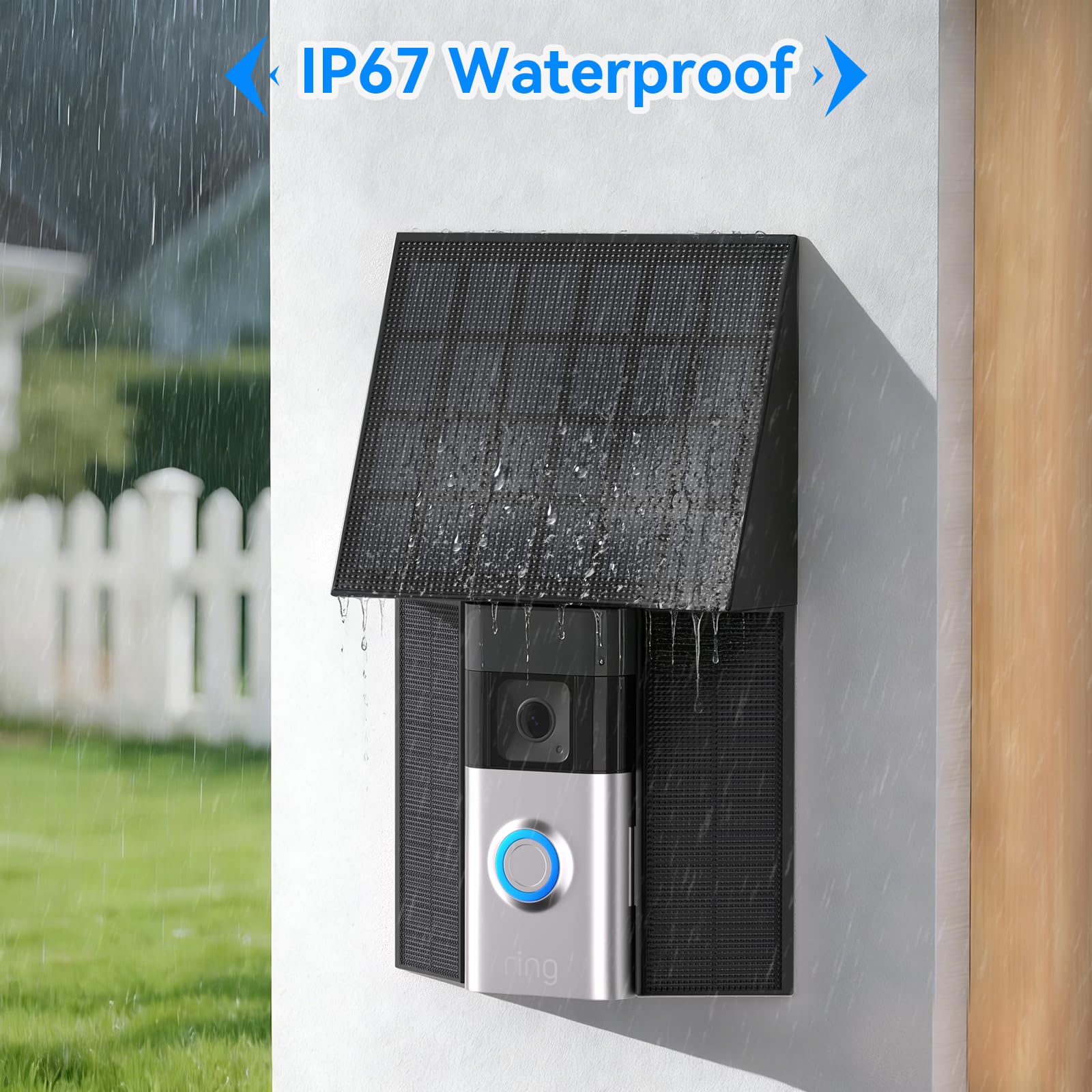 Aaeytby weatherproof solar panel designed for outdoor doorbell use.