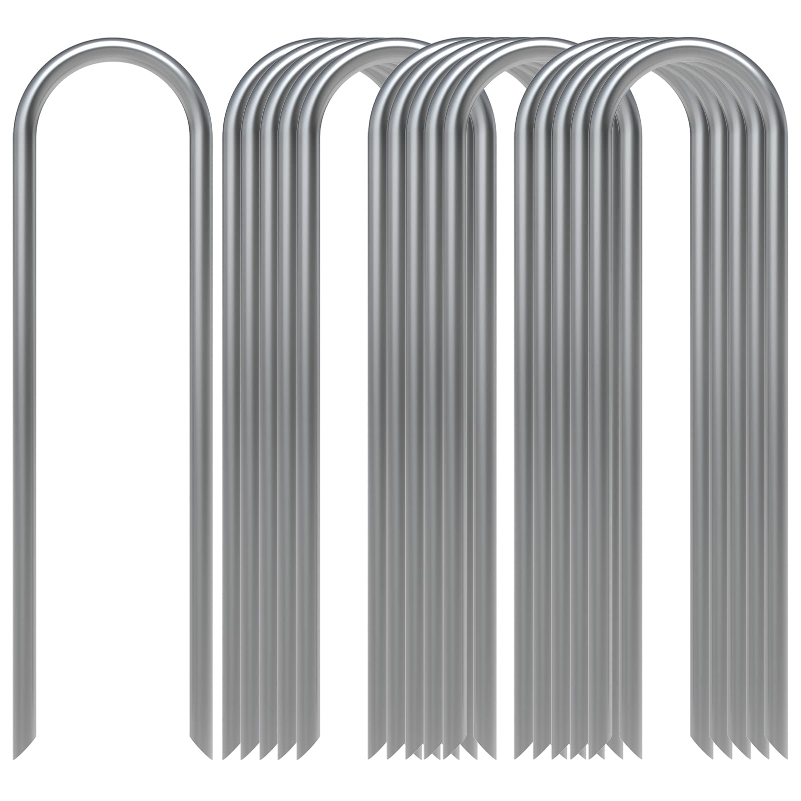 AAGUT 16-pack garden stakes in galvanized 6-inch form for drip lines and edging.