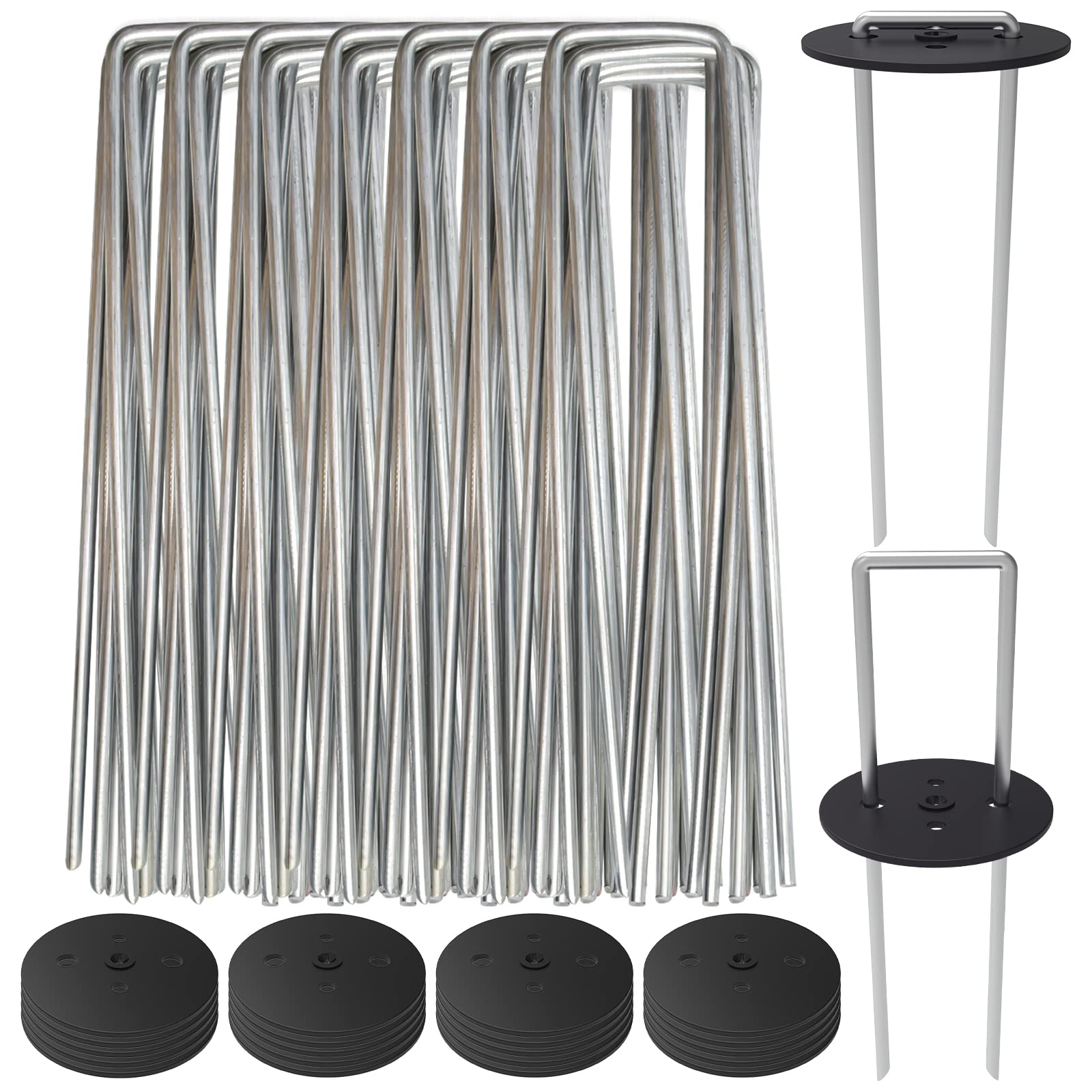 AAGUT 6-inch landscape staple with gasket for weed barrier installation.