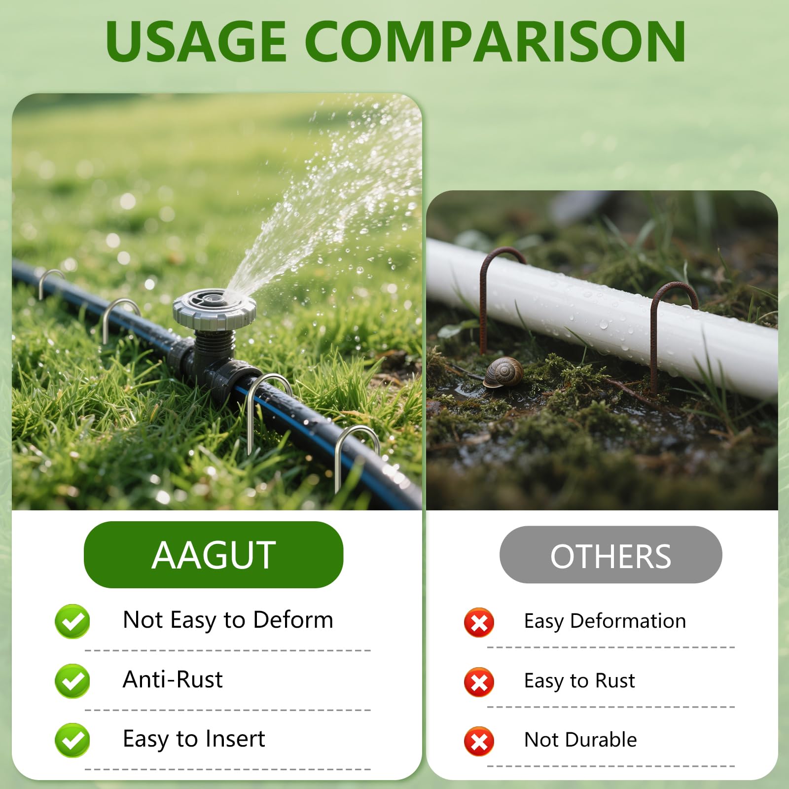 AAGUT galvanized U-lawn stake keeps fabric and plastic in place.