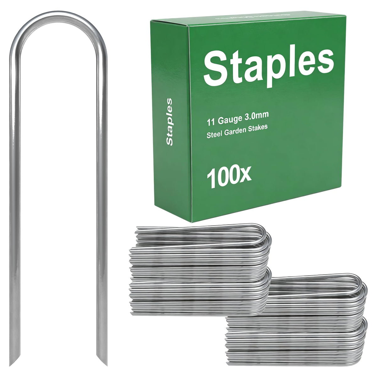 AAGUT garden stakes 6-inch round-top securing drip lines and landscape fabric.
