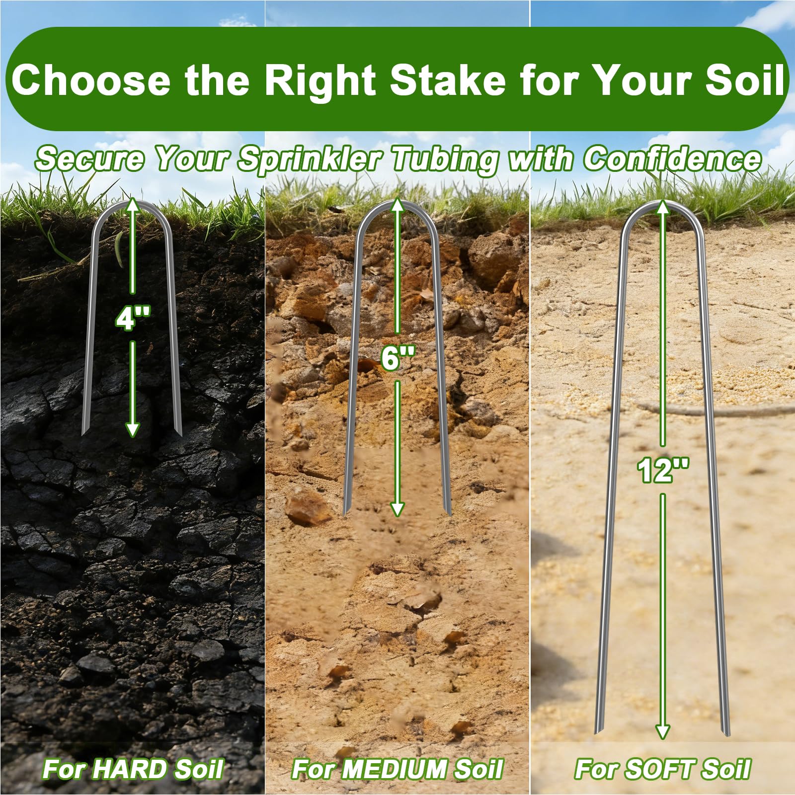 AAGUT U-hook lawn stake shown for multiuse garden applications.