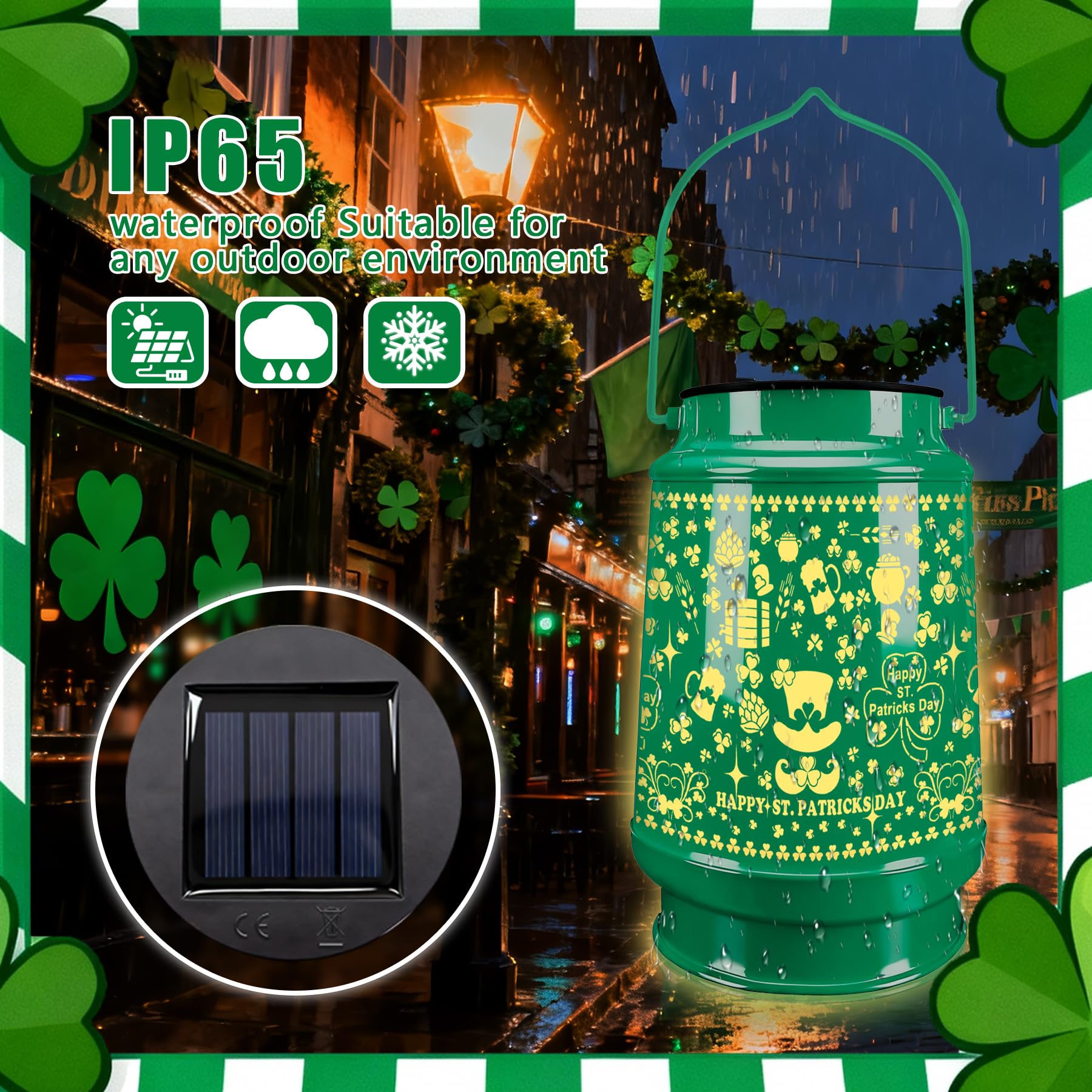 Aalnfe Shamrock projection lights line a garden path with glow.